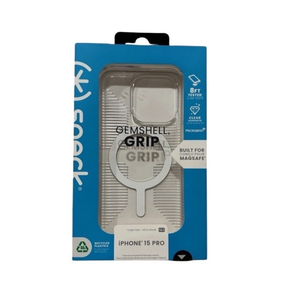 Speck Gemshell Grip Clear iPhone 15 Pro Max Case Slim MagSafe New